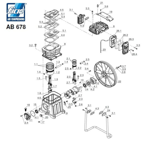 F 1127070960 (7079600000) Прокладка клапанной плиты средняя Fiac AB-671/AB-678/AB-851/AB-858/AB-981
